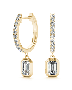 5/8 ct. tw. Emerald Bezel Dangle Huggie