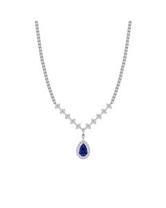 Pear Created Sapphire Fashion Necklace