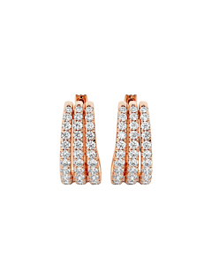Round Triple Row Hoop Earrings