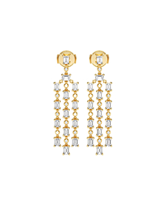 Emerald and Round Chandelier Dangle Earrings