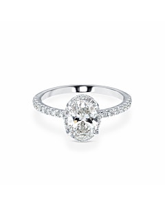 1 7/10 ct. tw. Oval Solitaire Halo Ring in 14k White Gold