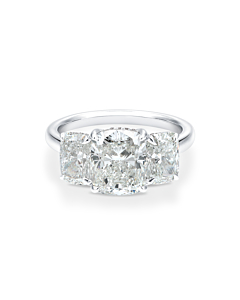 3 ct. Cushion 3 Stone Ring in 14k White Gold