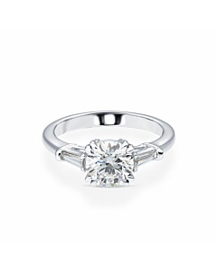 1 3/4 ct. tw. Round 3 Stone Baguette Ring in 14k White Gold