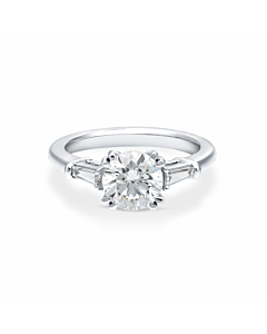 1 3/4 ct. tw. Round 3 Stone Baguette Ring in 14k White Gold