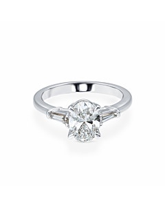 1 3/4 ct. tw. Oval 3 Stone Baguette Ring in 14k White Gold