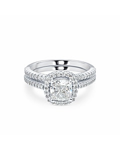 2 ct. tw. Cushion Halo Bridal Set in 14k White Gold