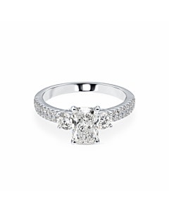 1 7/10 ct. tw. Radiant Diamond 3 Stone Ring in 14k White Gold