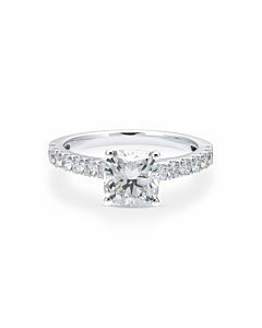 2 ct. Cushion Diamond Cathedral Ring in 14k White Gold