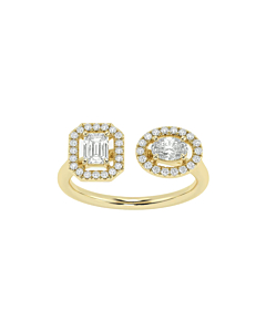 Emerald and Oval Double Halo Fashion Ring