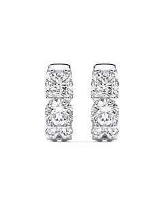 3 - 5 ct. 5 Stone Inside Out Huggie Hoop Earrings in 14k White Gold