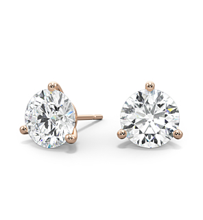 3-Prong, 14K Rose Gold, Friction / Standard Stud Setting