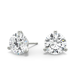 3-Prong, 14K White Gold, Friction / Standard Stud Setting
