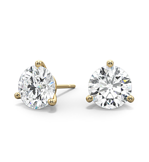 3-Prong, 18K Yellow Gold, Friction / Standard Stud Setting