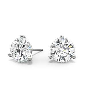 Build Your Own Stud Earring, 3-Prong, 18K White Gold, La Pousette