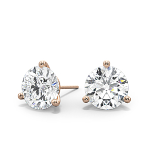 3-Prong, 14K Rose Gold, Threaded / Screw On and Off Stud Setting