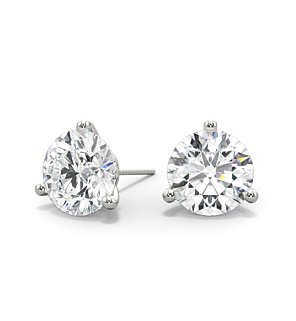 3-Prong, 18K White Gold, Threaded / Screw On and Off Stud Setting