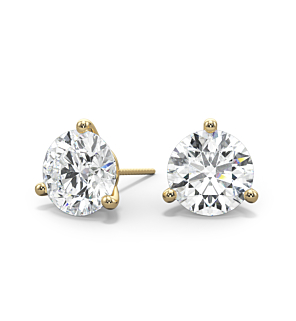 3-Prong, 18K Yellow Gold, Threaded / Screw On and Off Stud Setting