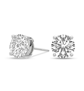 3 ct. tw. Round 4-Prong Screw Back Studs in 14k White Gold