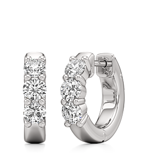 1 - 5 ct. Three Stone Huggies Earrings