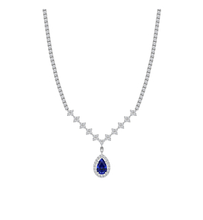 Pear Created Sapphire Fashion Necklace