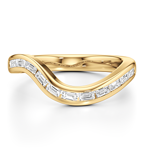Curved Emerald Channel Set Band