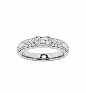 Emerald Bezel Set Pave Fashion Band