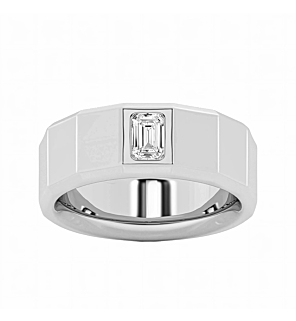 3/4 ct. tw. Emerald Men's Solitaire Wedding Band