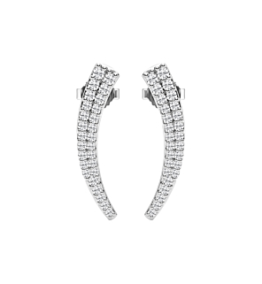 Round Double Row Micro Pave Ear Climber Fashion Earrings