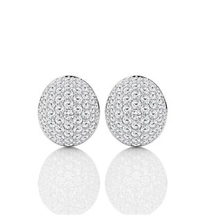 Round Pave Oval Shaped Fashion Stud Earrings