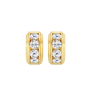 Bold Gold Four Stone Huggie Round Hoop Earrings