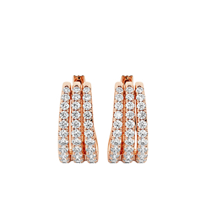 Round Triple Row Hoop Earrings