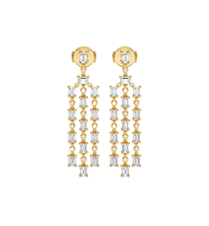 Emerald and Round Chandelier Dangle Earrings