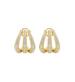 Round Triple Huggie Hoop Earrings