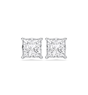 3 - 5 ct. Princess 4-Prong Studs in 14k White Gold