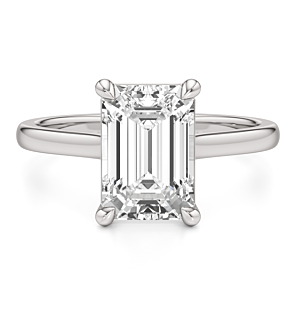 3 ct. Emerald Lab Grown Diamond Solitaire Ring in 14k White Gold