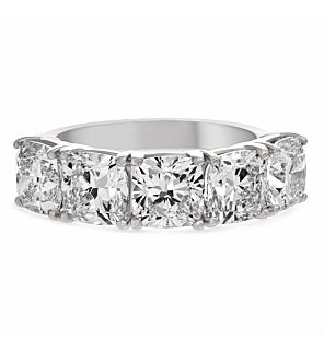 5 ct. tw. Cushion Five-Stone Band in 14K White Gold