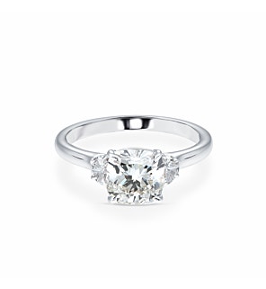 2 1/4 ct. Cushion Diamond 3 Stone Ring in 14k White Gold