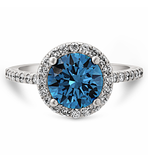 2 1/2 ct. tw. Fancy Blue Lab Grown Diamond Halo Engagement Ring in 14K White Gold