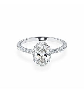1 7/10 ct. tw. Oval Solitaire Halo Ring in 14k White Gold