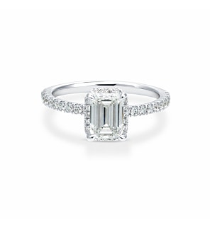 1 1/4 ct. Emerald Halo Ring in 14k White Gold