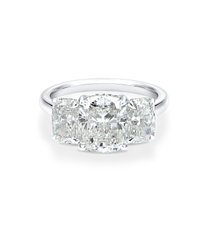 4 3/4 ct. tw. Cushion 3 Stone Ring in 14k White Gold