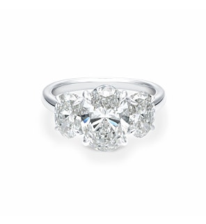 4 1/4 ct. tw. Oval 3 Stone Ring in 14k White Gold