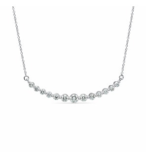 1 ct. Round Lab Grown Diamond Curved Necklace in 14k White Gold