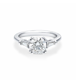 1 1/2 ct. Round 3 Stone Baguette Ring in 14k White Gold