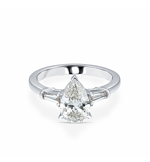 1 3/4 ct. tw. Pear 3 Stone Baguette Ring in 14k White Gold