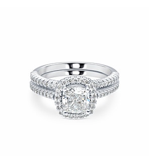 2 ct. tw. Cushion Halo Bridal Set in 14k White Gold