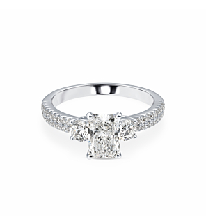 1 7/10 ct. tw. Radiant Diamond 3 Stone Ring in 14k White Gold