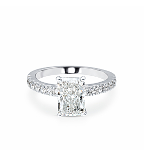 2 1/2 ct. tw. Radiant Cathedral Ring in 14k White Gold