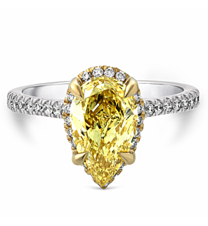  2 1/4 ct tw. Fancy Yellow Pear Engagement Ring in 14K Yellow and White Gold