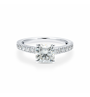 2 1/2 ct. tw. Cushion Diamond Cathedral Ring in 14k White Gold